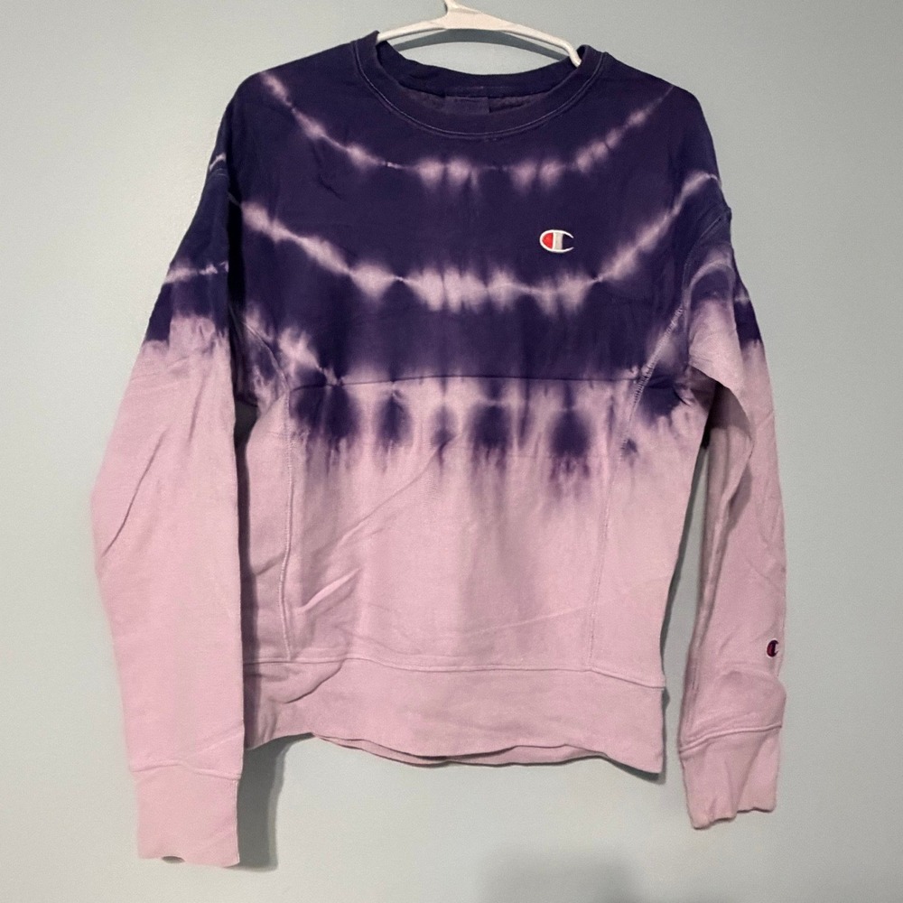 Champion Size XS Reverse Weave‎ Tie Dye Sweatshirt Purple Lavender 1095